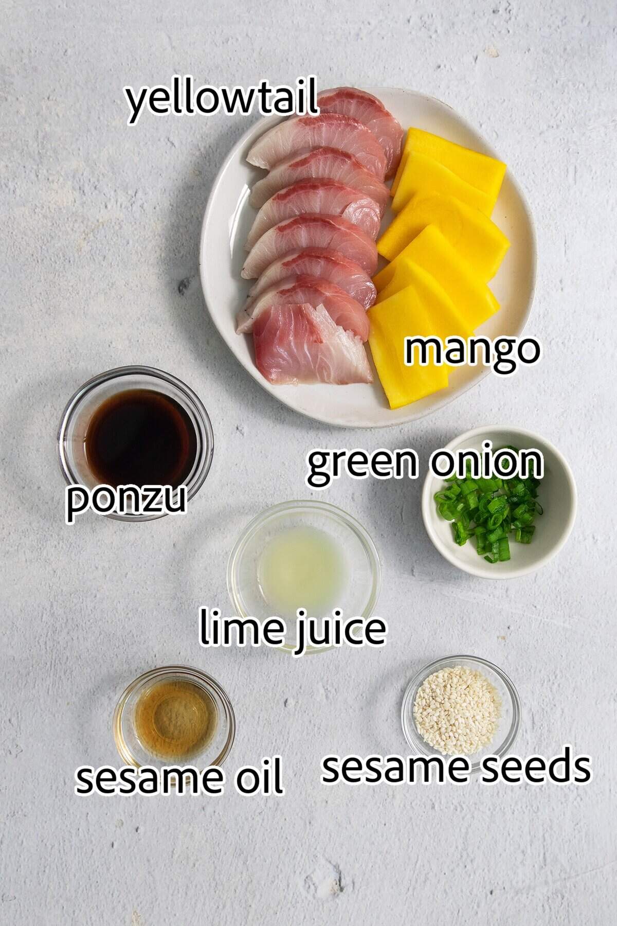 Sweet mangoes and pickled jalapeño peppers make this Hamachi Crudo recipe a standout! It's an easy appetizer that always impresses. ingredients needed for hamachi crudo