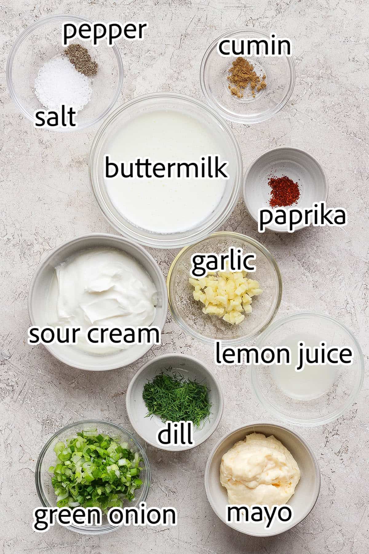 This Homemade Buttermilk Ranch Dressing recipe is fresh, creamy and tangy, with a few tweaks that really make the flavor pop. So easy too! ingredients needed for buttermilk ranch dressing
