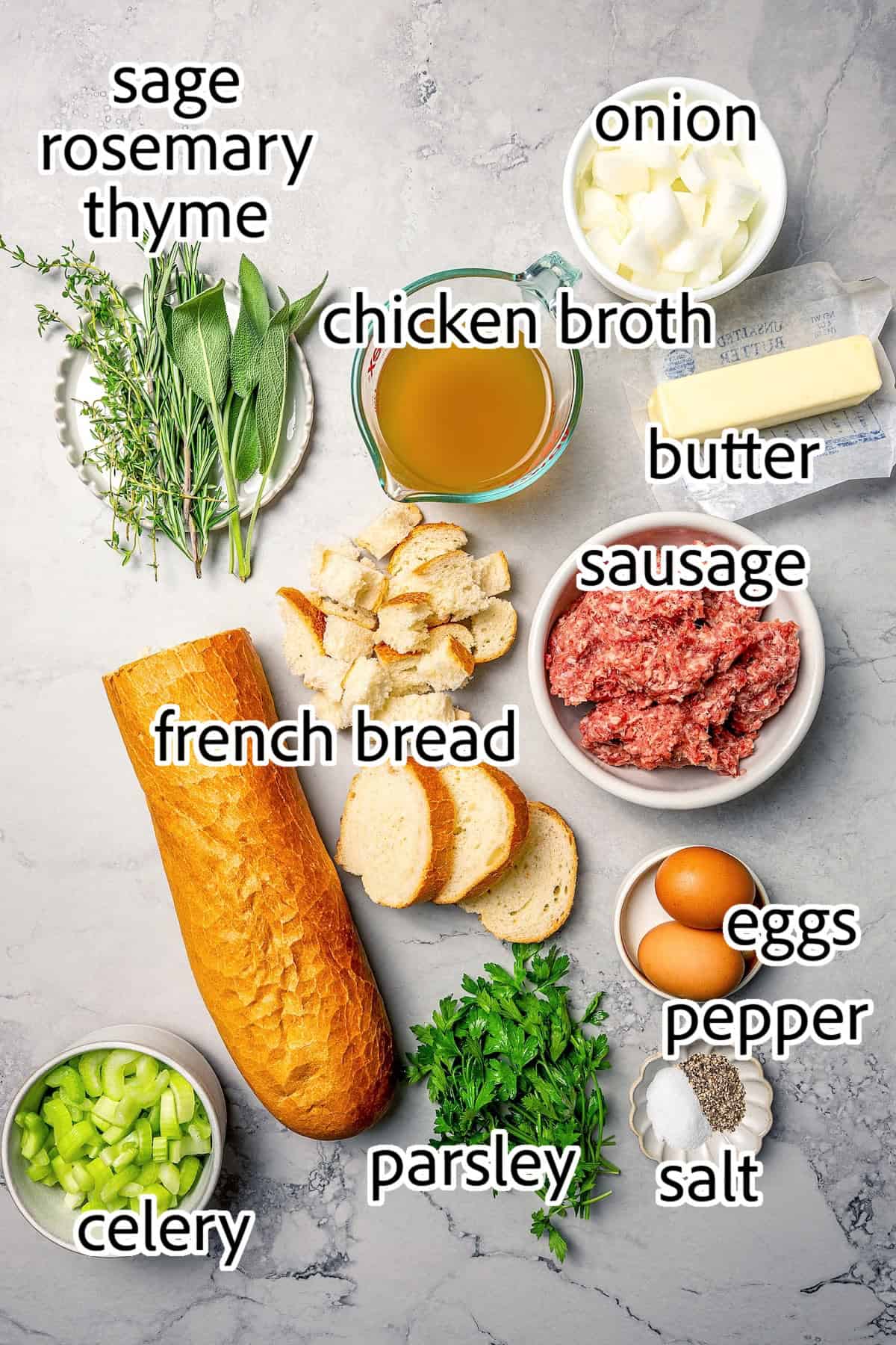 ingredients needed for classic sausage stuffing