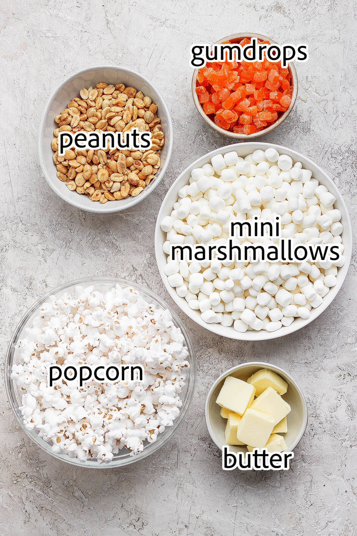 These easy Marshmallow Popcorn Balls are sweet and salty, crunchy and chewy, like a Rice Krispie treat made with popcorn instead of cereal! ingredients needed for marshmallow popcorn balls