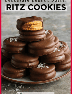 Pinterest image for Chocolate Peanut Butter Ritz Cookies