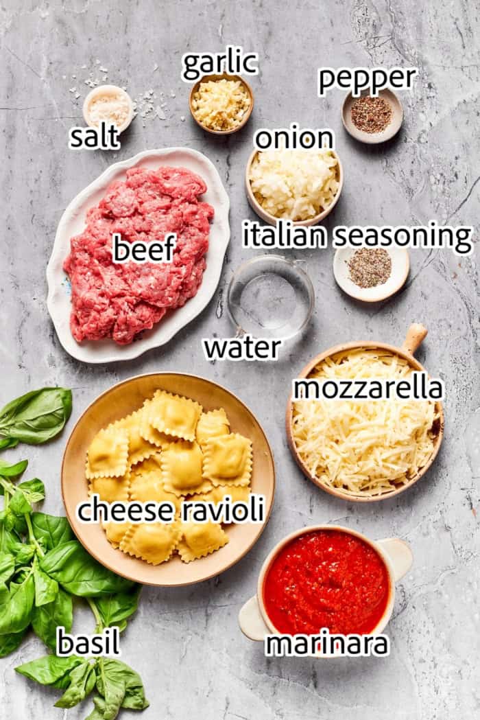 With a hearty meat sauce and plenty of cheese, this Lazy Ravioli Lasagna recipe delivers the flavor of the classic without the fuss! ingredients needed for lazy ravioli lasagna