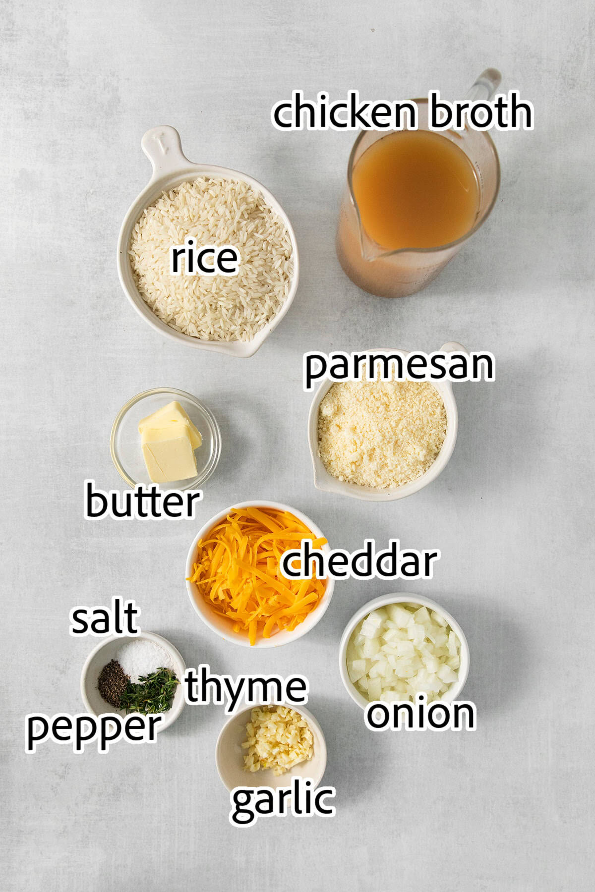 ingredients needed for cheesy rice